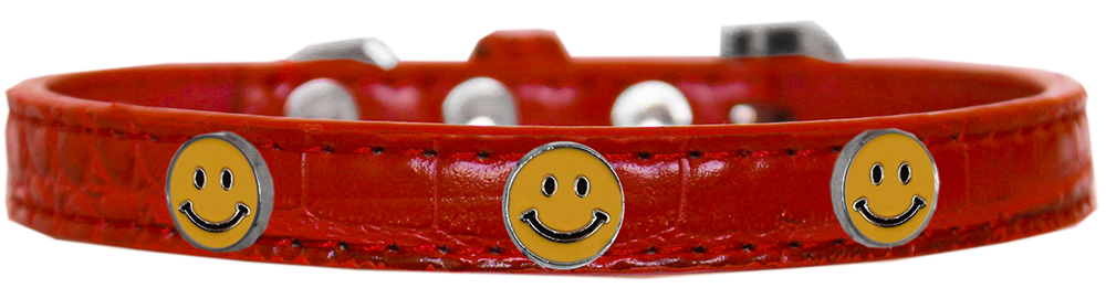 Happy Face Widget Croc Dog Collar Red Size 16